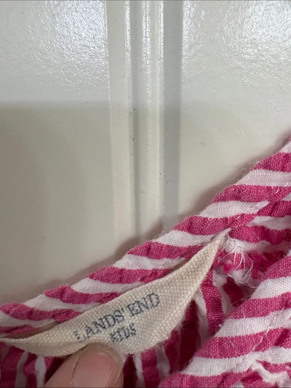 Lands' End Pink and White Striped Girls' Summer Dress
